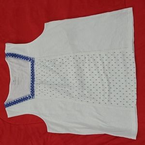 TALBOTS Peasant Tank Sleevless Sz L Pretty! White